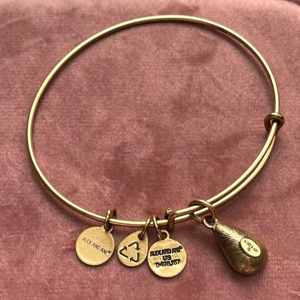 Alex and Ani Gold-Copper Tone Bangle with Purple Teardrop Charm - Picture 4 of 4